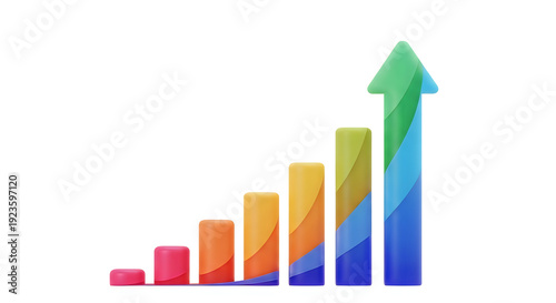 3D colorful ascending bar chart growth increase trend success business graph isolated on transparent background Free Download 3D colorful ascending bar chart growth increase trend success business graph isolated on transparent background - GFXLoad