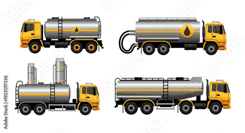 Various tanker trucks transporting fuel and other liquids on the road.
