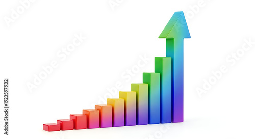 Colorful 3D growth chart bars increasing upward trend business success graph isolated on transparent background Free Download Colorful 3D growth chart bars increasing upward trend business success graph isolated on transparent background - GFXLoad