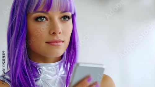 Modern Tech-Savvy Woman Using Phone to Capture Selfie.