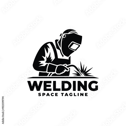 Welding man logo design, welding man icon illustration