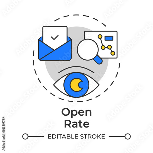 Open rate multi color concept icon. Statistical metrics, email advertising. Audience marketing. Round shape line illustration. Abstract idea. Graphic design. Easy to use in booklet, article