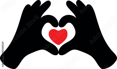 Heart hands and finger heart icon set. Hands making heart shape, love symbol, and romantic gesture silhouette. Valentine's day special hand signs vector illustration.
