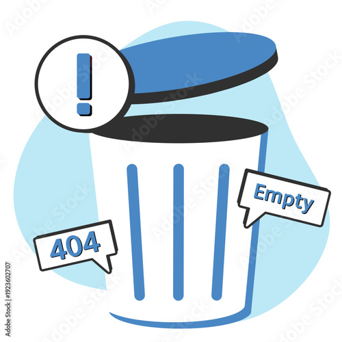 Empty Trash Bin Illustration Delete or No Data Empty State