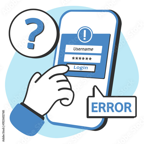 Login Error Authentication Failed Illustration