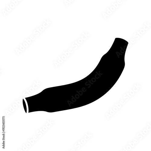 High-quality image of a single ripe black banana with a glossy texture, isolated on a pure white background, perfect for food blogs, nutrition content, and minimalist design projects.