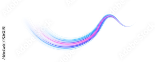 Cyan and pink neon spirals twist dynamically across a PNG layer. Tiny particles enhance motion and glow. Perfect overlay for sci-fi, tech, or cyberpunk visuals.