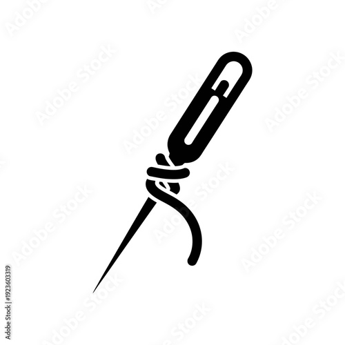 High-quality close-up image of a black safety pin securely fastened, showcasing minimalist design and clean lines, ideal for safety, fashion, and organizational concepts.