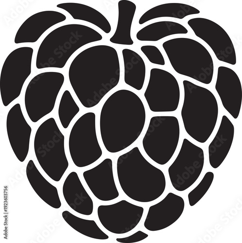 Cherimoya vector icon black silhouette isolated on transparent background fruit symbol