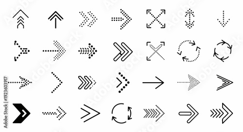 Collection of various directional and circular arrow icons