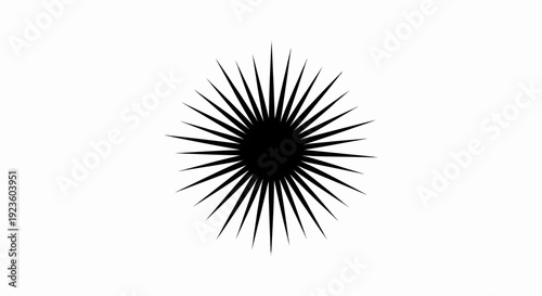 Black spiky starburst graphic on a white background