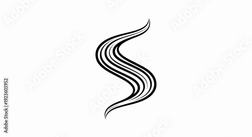 Black S-shaped wavy lines forming a stylized strand