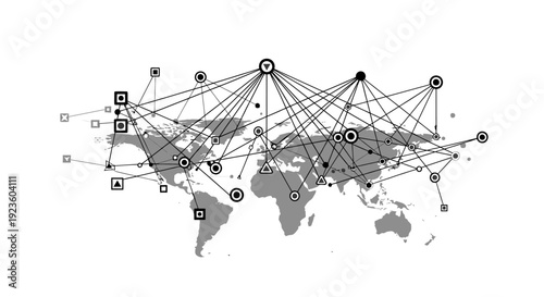 Global network connectivity and world communication data map.