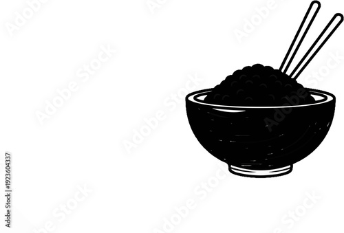 Black caviar in a bowl with chopsticks