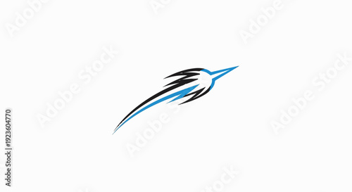 Blue and black abstract bird shape in flight