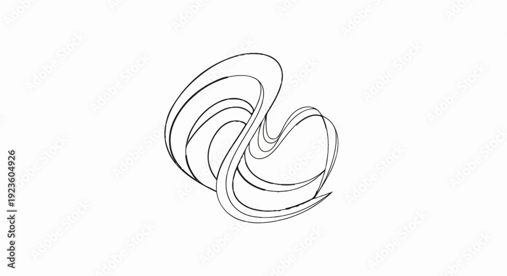 Fototapeta premium Abstract interwoven black lines forming a complex fluid shape