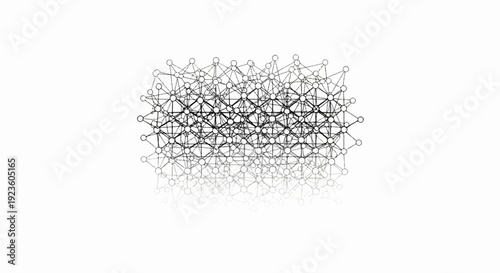 Abstract network of interconnected nodes and lines with a reflection below