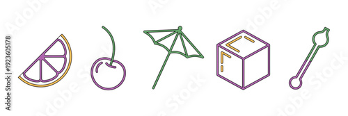 Festive drink garnish vector set – Suitable for menu typography.