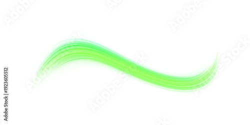 Green neon streaks sweep dynamically in a PNG layer. Motion blur conveys speed and energy. Perfect overlay for futuristic, cyber, or tech visuals.