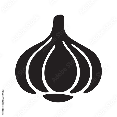 Garlic Silhouette Icon – Minimal Flat Garlic Bulb Vector
