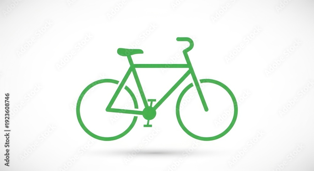 Fototapeta premium Minimalistic green bicycle icon on white background.