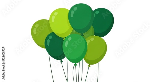 Green balloons isolated on white background.