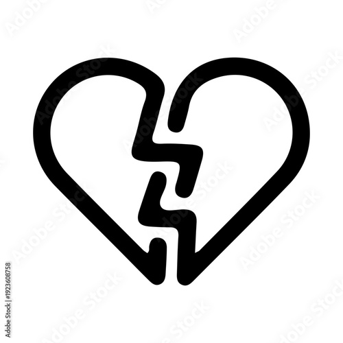 Broken Heart Icon Outline