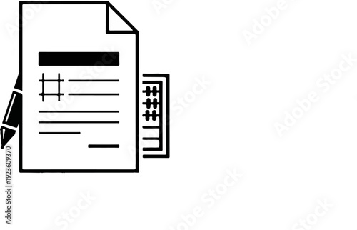 Document with checklist and tally marks, alongside a writing instrument