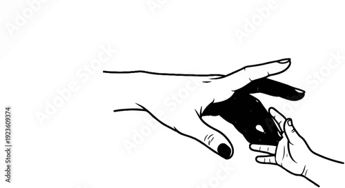 Adult and child hands reaching for each other, a symbolic connection