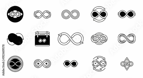 Collection of infinity symbol variations and abstract looped designs
