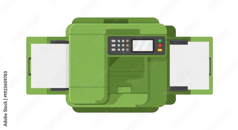 Obraz premium Modern green printer with dual paper trays.
