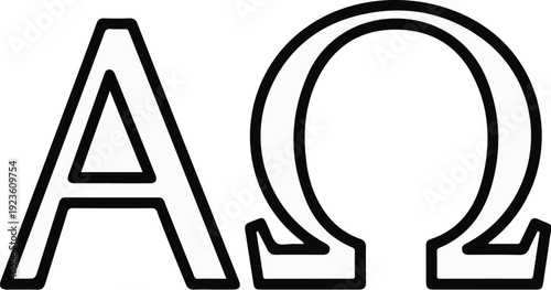 Alpha and Omega symbols in a thick black outline on white