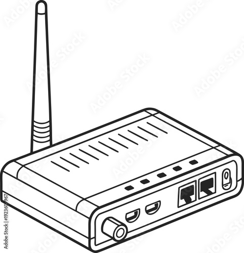 Wireless router with various connection ports and antenna for network signal transmission