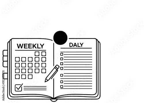 An open planner showing a weekly calendar and a daily to-do list with a pen