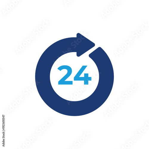 24 with circle back arrow colored icon vector design good for web or mobile app