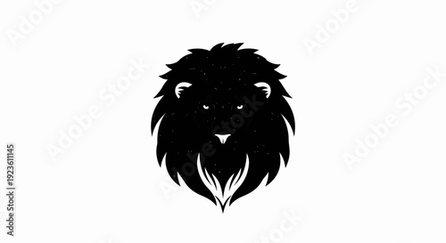 Black lion head silhouette with detailed mane and expressive eyes