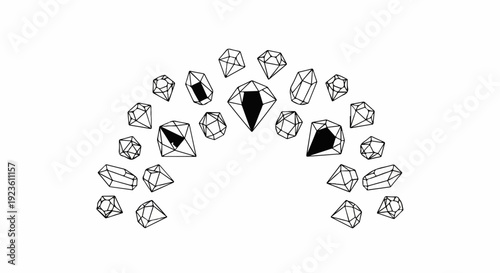 Arc of diverse faceted geometric shapes