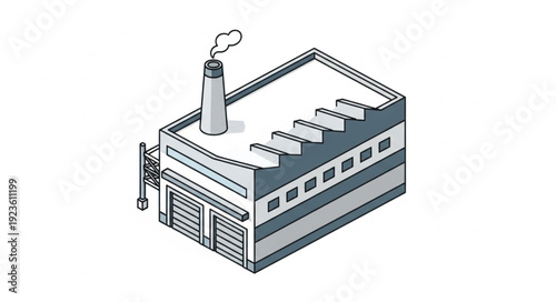 Industrial Building with Chimney and Ventilation.