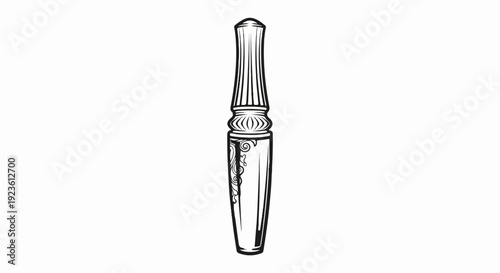 Elaborate decorative mascara tube with ribbed cap and ornate body