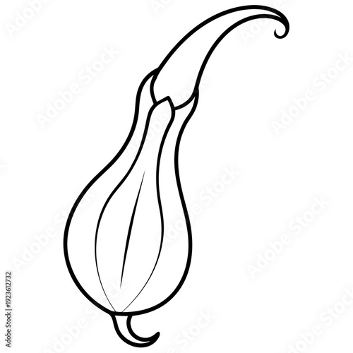 Elegant white flower bud icon with stem on black background