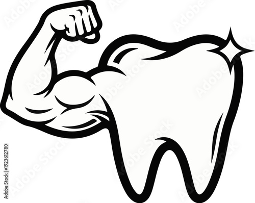 Bicep flex, shiny tooth icon