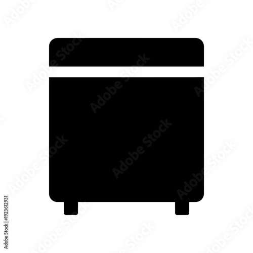 High-resolution image of a sleek black modern speaker with a minimalist design, isolated on a clean white background, ideal for technology, audio, and lifestyle commercial projects.