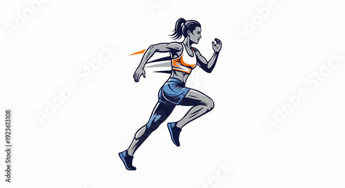 Athletic woman running with speed lines