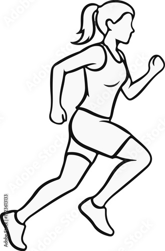 Athletic female in mid-stride, conveying motion and energy in a dynamic pose