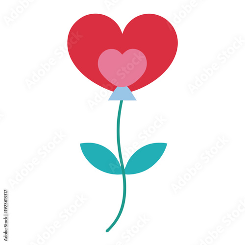 Heart shaped flower balloon on black background