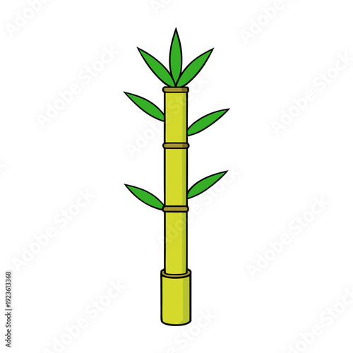 Wallpaper Mural Yellow bamboo stalk with green leaves on black Torontodigital.ca