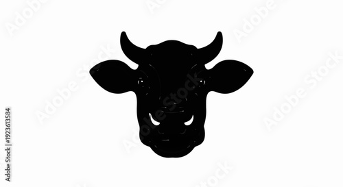 Black silhouette of a cow's head with horns, ears, and nose