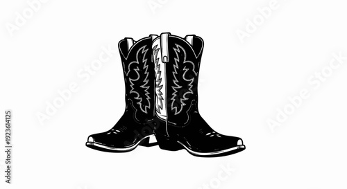 Classic black cowboy boots with ornate stitching