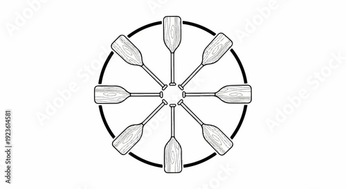 Circle of wooden paddles radiating from a central point