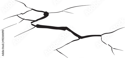 Black abstract crack pattern on white background